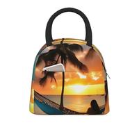 Coconut Beach Tramonto Amaca Stampa Alla Moda Pratica Borsa termica Pranzo Leggero Tote Scuola Picnic Escursioni