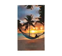 Coconut Beach Tramonto Amaca Stampa Esterna Bandiera Decorativa Display Tutte Le Stagioni Modello su un solo lato Cortile Portico Patio