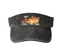Coconut Beach Tramonto Amaca Stampa Lavato Unico Cappello Vintage Fibbia Regolabile Classico Moda Casual Sport Caps, Nero , Taglia unica