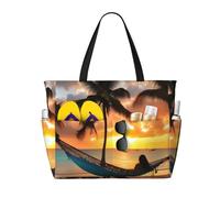 Coconut Beach Tramonto Amaca Stampa Spiaggia Borsa da Viaggio Smart Pocket Tote Estate Vacanze Escursionismo Campeggio Attività all'aperto