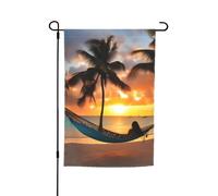 Coconut Beach Tramonto Amaca Stampa Vacanza Giardino Bandiere 30 X 18 "Tutte le Stagioni Bandiera Outdoor Yard Decor Per Patios
