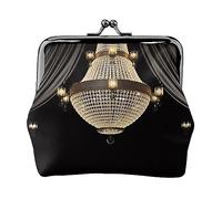 Coconut Beach Tramonto Amaca Stampato Moneta Borsa Per Le Donne Portafoglio Borsa In Pelle Pu Cambiamento Pouch Kiss-Lock Vintage Pouch, Lampadario Ball Room, Taglia unica, Vintage