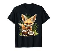 Coconut Fennec Fox - Simpatica opera d'arte con stampa animale, amante del cocco Maglietta