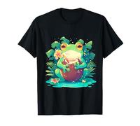 Coconut Frog Colorful Animal Art Floral Coconut Fruit Maglietta