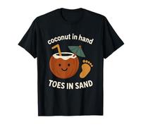 Coconut in Hand - Dita dei piedi nella sabbia | Island Design Maglietta