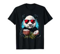 Coconut Panda Bear Ritratto Opera d'arte Natura Amante del cocco Maglietta