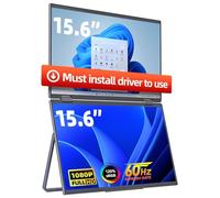 cocopar Laptop Screen Extender - Doppio schermo da 15,6 pollici FHD con altoparlante HDMI USB-C per computer portatile MacBook Surface PC Xbox con supporto di porco, montabile VESA (ricondizionato)