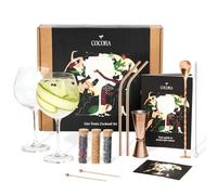 Cocora Kit Cocktail da 11 Pezzi | Set Gin Tonic Regalo | Calici, Misurino, Cannucce e Spezie | Idea Regalo Eco-Friendly (Rose)