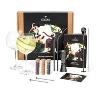 Cocora Kit Cocktail da 11 Pezzi | Set Gin Tonic Regalo | Misurino, Calici, Cannucce e Spezie | Idea Regalo Eco-Friendly (Black)