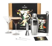 Cocora Martini Cocktail Set Regalo | Set Barman da 8 Pezzi | Kit Cocktail | Shaker Cocktail | Dosatore Cocktail | Bicchieri Cocktail | Cucchiaio Cocktail | Idea Regalo | Eco Friendly (Silver)