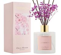 COCORRÍNA Diffusore a Bastoncini - Fiori di Ciliegio 500 ml Diffusore a Bastoncini con 8 Bastoncini Diffusore Profumato con Fiori Conservati per Bagno Decorazione Casa