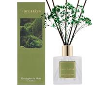 COCORRÍNA Diffusore Profumo Ambiente 200ml con 8 Bastoncini, Eucalyptus & Moss, Oli Essenziali Naturali per Un Profumo Lungo e Rinfrescante, Fragranza per Casa, Soggiorno, Bagno e Decorazione