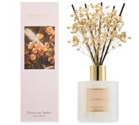 COCORRÍNA Diffusore Profumo Ambiente 200ml con 8 Bastoncini, Moroccan Amber, Oli Essenziali Naturali per Un Profumo Lungo e Rinfrescante, Fragranza per Casa, Soggiorno, Bagno e Decorazione