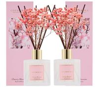 COCORRÍNA Diffusore Profumo Ambiente 200ml con Bastoncini, Cherry Blossom, 2 Pack, Diffusore di Olio Essenziale di Fragranza per la Casa per la Decorazione della Mensola del Bagno