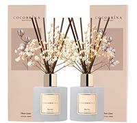 COCORRÍNA Diffusore Profumo Ambiente 200ml con Bastoncini, Clean Linen, 2 Pack, Diffusore di Olio Essenziale di Fragranza per la Casa per la Decorazione della Mensola del Bagno