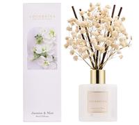 COCORRÍNA Diffusore Profumo Ambiente, 200ml Diffusore Profumato Jasmine & Mint con Bastoncini Diffusore di Olio Essenziale di Fragranza per la Casa per la Decorazione della Mensola del Bagno