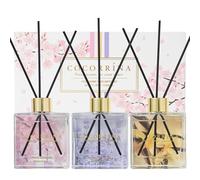 Cocorrína Profumatore per Ambienti, 3 Pack/ 90ml Fiori di Ciliegio/Vaniglia Calda/Timo alla Lavanda Diffusore Profumo Ambiente con 24 Bastoncini, per Bagno, Appartamento, Decorazione Della Casa