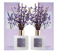 Cocorrína Set di diffusori di alta qualità con respiro preservato del bambino e bastoncini di cotone, lavanda e timo, 2 confezioni, diffusore di oli profumati da 190,9 g, per camera da letto, bagno,