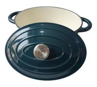 Cocotte Baumalu Ghisa Smaltata Ovale 30 cm Blu Verde con Coperchio