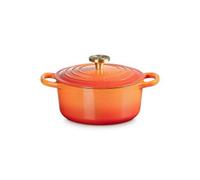 Cocotte rotonda firmata Le Creuset 100th Anniversary Flamme Dorée 18 cm nuova