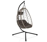 hjh LIVING Sedia sospesa con struttura COCOVA Sedia sospesa per esterni con cuscino, poltrona per giardino, balcone, patio e soggiorno, nero/grigio