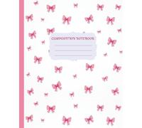 Cocquette Bow Composition Notebook: Preppy Pink Bow Pattern | Aesthetic 7.5 x 9.25 Inch School Supplies for Teen Girls, College Students, and Women | 110 Lined College Ruled Pages