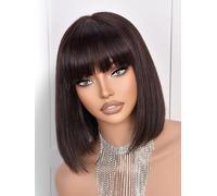 CoCrowns Bob parrucca capelli umani 210% densità Bob parrucca con frangia 100% capelli umani parrucche per donne nere pre-sbiancate Glueless dritto Bob parrucche (2#)