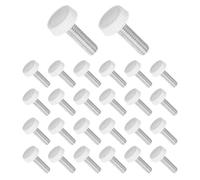 CoCud Manopole Zigrinate Vite Testa Zigrinata, Filettatura Maschio M6 x 20mm Vite Serraggio Testa Tonda Bianca Perno Filettato Impugnatura Manuale (Applicazioni: Torni Macchinari), 30Pz