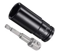 CoCud Set Bussole Percussione, Bussole 24mm Lunghezza 3" Azionamento 1/2", CR-V 6-Punti Set Accessori Prese Azionamento con 1/16" Adattatore Presa per Trapano Avvitatore Batteria