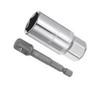 CoCud Set di Prese per Candele, Metrico 21mm Attacco 3/8" Lunghezza 2,5", Bussole in Acciaio al Cromo Vanadio con Finitura a Specchio - (Applicazioni: per Applicazioni Fissaggio)