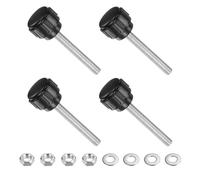 CoCud Set Manopole Zigrinate Vite Testa Zigrinata, Filettatura Maschio M4 Kit Testa 30mm, Vite Serraggio, Perno Filettato, Manopole Impugnatura, (Applicazioni: Torni Macchinari), 4-Set