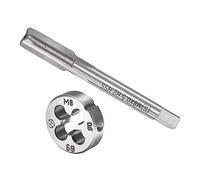 CoCud Set Rubinetti e Matrici, M8 x 0.5 Filettatura, Metrico Acciaio Alta Velocità Macchina Rubinetto per Vite & Kit Utensili per Stampi Tondi - (per Riparazione), 1-Set