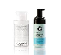 COCUNAT Set Doppia Detersione Acqua Micellare + Schiuma Detox 200+125ml | Duo detergente con Aloe e Lavanda + Schiuma con Hamamelis e Acido Azelaico. Purifica, tonifica e stringe i pori.