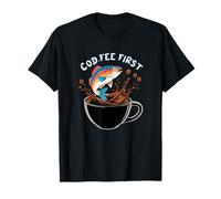 Cod-fee Prima Pesca divertente Pesce e caffè Amante di parole Maglietta