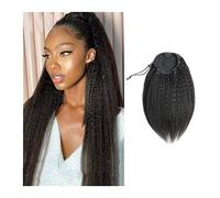 Coda Capelli 10-30 pollici YaKi Kinky Dritto Coulisse Coda di Cavallo Estensioni Dei Capelli Umani Brasiliani Clip di Capelli di Remy In Kinky Dritto Coda di Cavallo Posticci for Le Donne Estensioni c