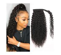 Coda Capelli 12-26" Coda di cavallo riccia crespa Coda di cavallo for capelli umani for donne nere Ricci avvolgenti Coda di cavallo Pezzo di capelli Clip nell'estensione dei capelli umani Nero natural