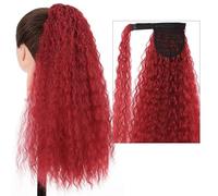 Coda Capelli 22 "lungo Kinky Culry Coda di cavallo Estensione Pasta Magica Termoresistente Culry Sintetico Wrap Around Coda di Cavallo Parrucchino for Le Donne Estensioni coda di cavallo (Color : 001