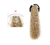 Coda Capelli 35/55/80cm Sintetico Lungo Mais Onda Coda di Cavallo Estensione Coulisse Ricci Coda di Cavallo Ondulata Posticci for Donne Ricci Coulisse Coda di Cavallo Resistente Al Calore Estensioni c