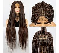 Coda Capelli 36 pollici scatola senza nodi trecce parrucche sintetiche parrucca piena del merletto parrucche intrecciate for le donne nere parrucca scatola all'uncinetto treccia intrecciare i capelli