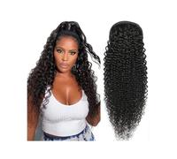 Coda Capelli 8-26" Drawstring Ponytail Extension, Kinky Curly Human Hair Pony Tail Natural Color Brazilian Hair Clip in Afro Curly Ponytail Hairpieces for Women Estensioni coda di cavallo (Color : Na