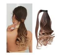 Coda Capelli Clip avvolgente nell'estensione dei capelli coda di cavallo Coda di cavallo sintetica lunga ondulata for le donne Parrucchino pony marrone scuro resistente al calore Estensioni coda di ca