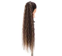 Coda Capelli Clip di estensione for capelli ondulati lunghi a coda di cavallo sintetica da donna in coda di cavallo che avvolge la fibra resistente al calore bionda nera Estensioni coda di cavallo(Col