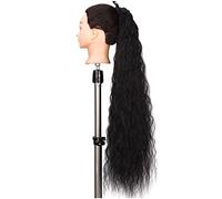 Coda Capelli Clip di estensione for capelli ondulati lunghi a coda di cavallo sintetica da donna in coda di cavallo che avvolge la fibra resistente al calore bionda nera Estensioni coda di cavallo(Col