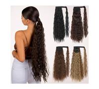 Coda Capelli Coda di cavallo Parrucchino Sintetico Avvolgimento ondulato di mais lungo su fermaglio for capelli Ombre Marrone Biondo Estensioni for capelli Coda di cavallo Estensioni coda di cavallo(M