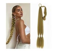 Coda Capelli Coda di cavallo Posticci for le donne Uso quotidiano 26/34 pollici intorno Estensione coda di cavallo Coda di cavallo intrecciata lunga sintetica con elastico for capelli Avvolgimento dri