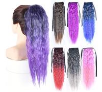 Coda Capelli Coda di cavallo sintetica for capelli ricci crespi Cosplay parrucchino Nastro con coulisse Estensioni coda di cavallo Blu Rosa Rosso Colore Ombre Estensioni coda di cavallo(4027T5126)