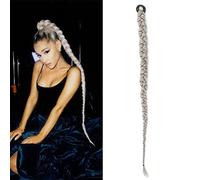 Coda Capelli Coda di chignon sintetica con elastico for capelli, trecce da boxe lunghe, trecce all'uncinetto, coda di cavallo Estensioni coda di cavallo (Color : #1B/Silver Grey, Size : 28inches)