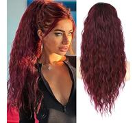 Coda Capelli Coulisse sintetica naturale Estensione dei capelli lunghi ricci ondulati coda di cavallo for le donne Coda di cavallo Posticci Borgogna Biondo Coda di cavallo finta Estensioni coda di cav