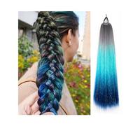 Coda Capelli Estensione coda di cavallo colorata dritta con elastico for capelli Intrecciatura ombre 26 pollici Estensione coda di cavallo intrecciata color arcobaleno for ragazze bambini Estensioni c