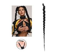 Coda Capelli Estensione dei capelli a coda di cavallo intrecciata nera for le donne Estensione a coda di cavallo intrecciata lunga con fascia elastica, pezzi di capelli a coda di cavallo intrecciati s